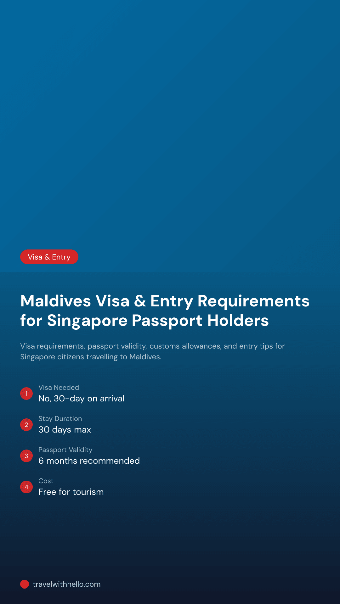 Maldives Visa & Entry Requirements for Singapore Passport Holders
